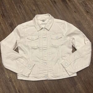 Gap Kids 1969 Denim Trucker‎ Jacket Kids L White Cotton Stretch